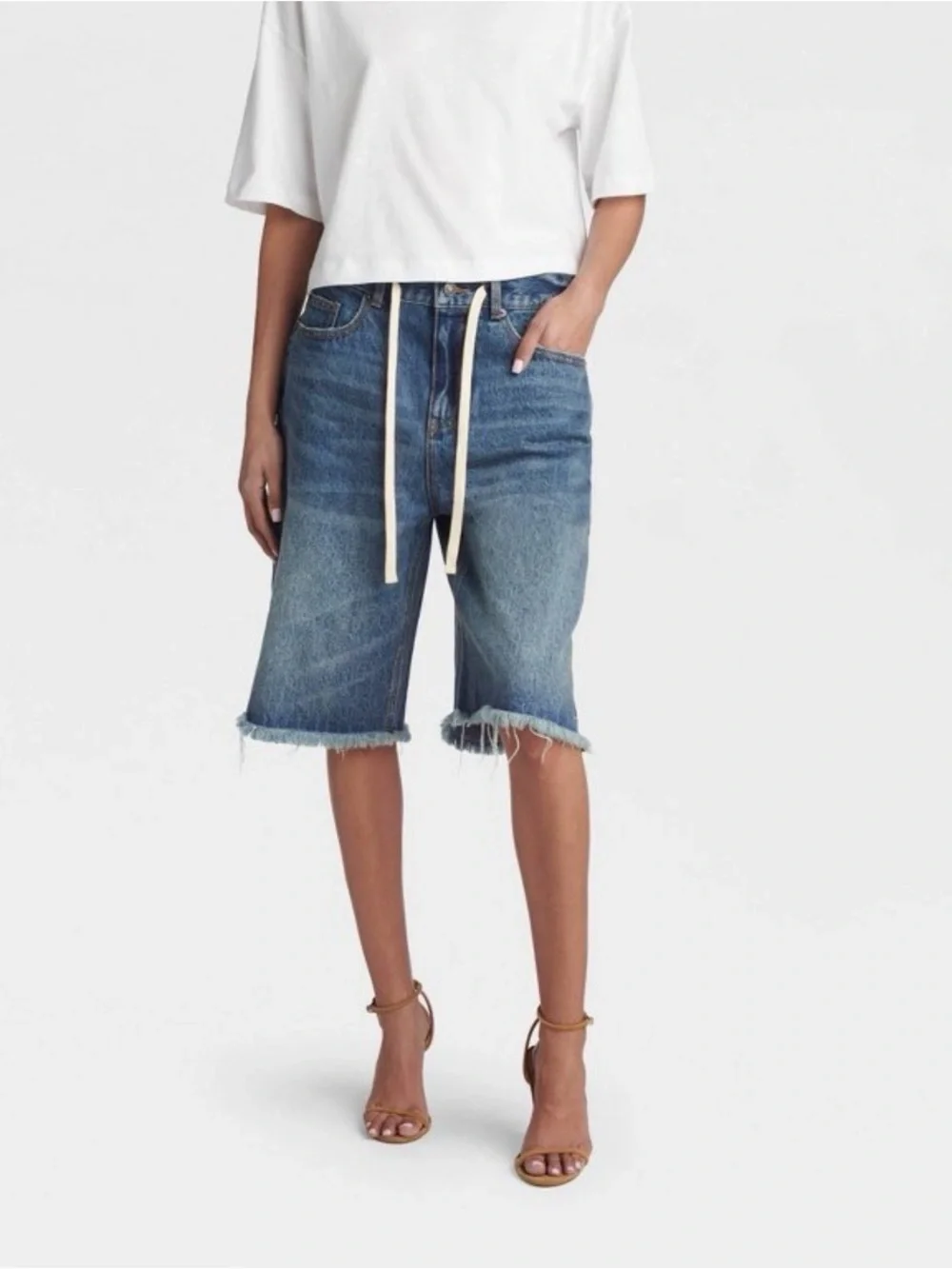 NWT KDD Lynnox Barrel Leg Jean Shorts Women’s Plus size 20 2X Distressed cut off